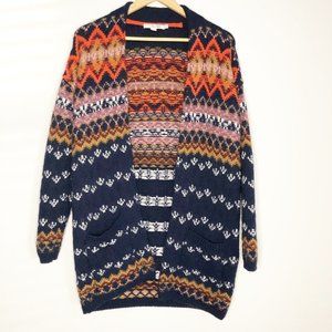 Boden Fair Isle Open Cardigan Sweater Coat